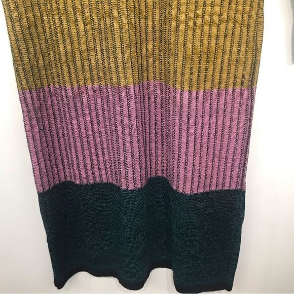 ASOS Green Pink Yellow Striped Colorblock Vertical Ribbed Knit Sweater Dress - Picture 10 of 15